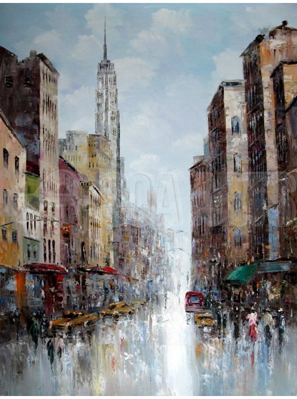 City Street, Cityscape & Streetscape Acrylic Painting for Sale